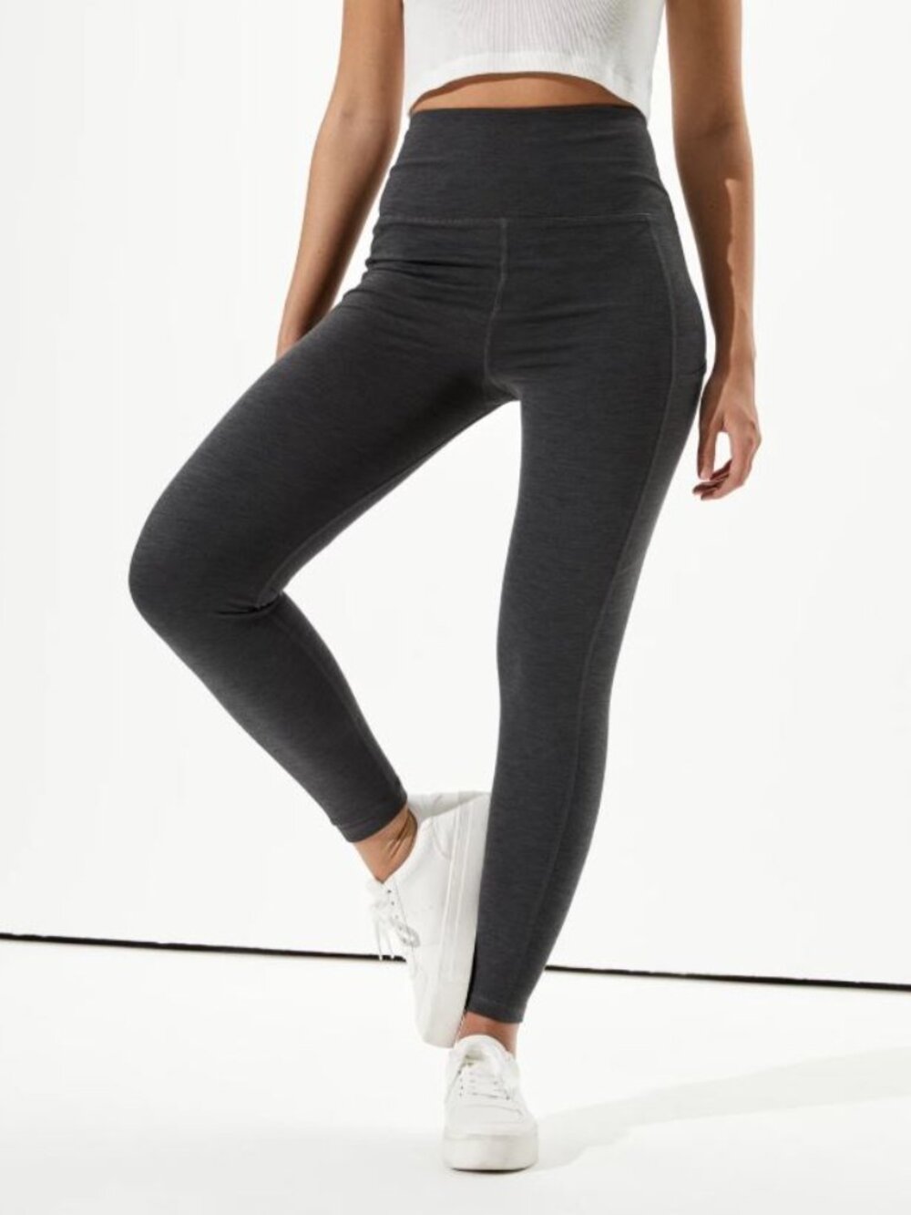 American Eagle Dark Gray Heather 7/8 Everything Pocket Highest Waist Leggings